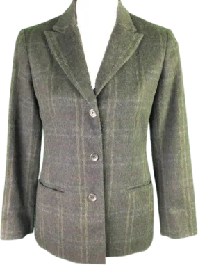 00's Green Plaid Wool Blazer by Andrea Viccaro