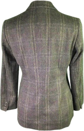 00's Green Plaid Wool Blazer by Andrea Viccaro