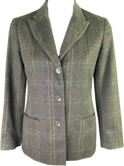 00's Green Plaid Wool Blazer by Andrea Viccaro