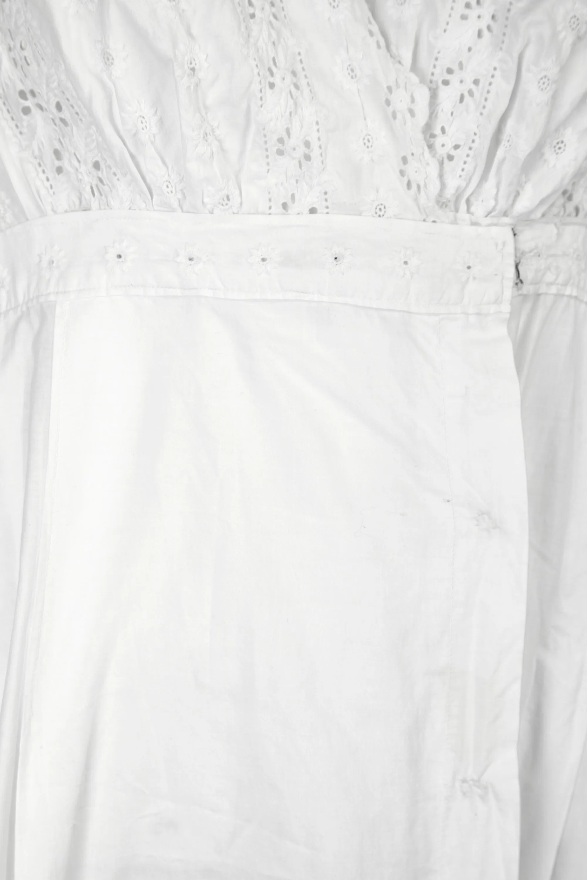 1910s Edwardian White Eyelet Work Wrap Dress