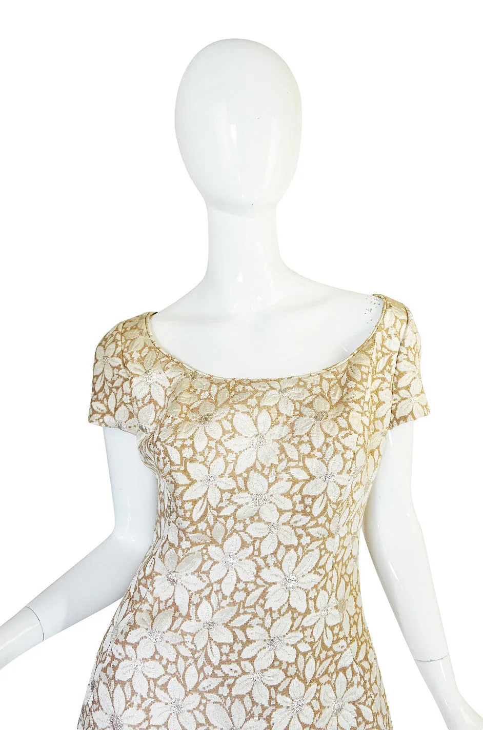 1960s Gold Silk Brocade Mr Blackwell Dress & Cape