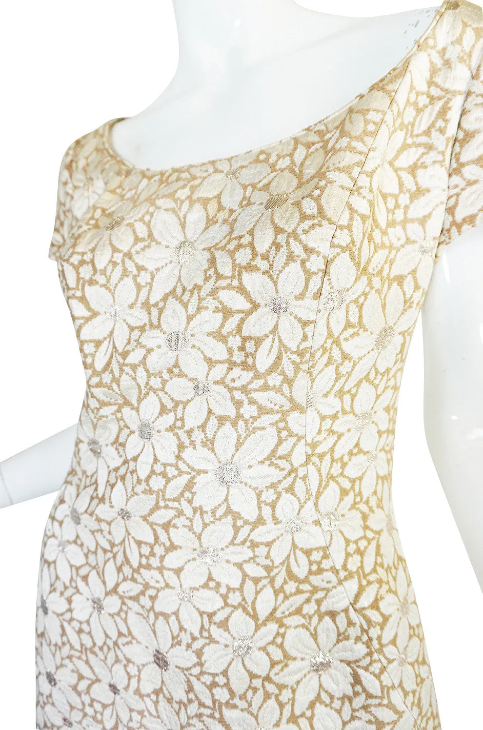 1960s Gold Silk Brocade Mr Blackwell Dress & Cape