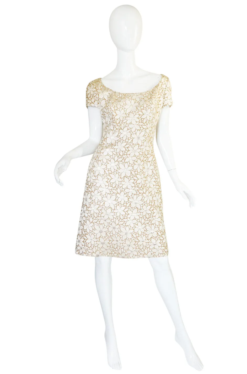 1960s Gold Silk Brocade Mr Blackwell Dress & Cape