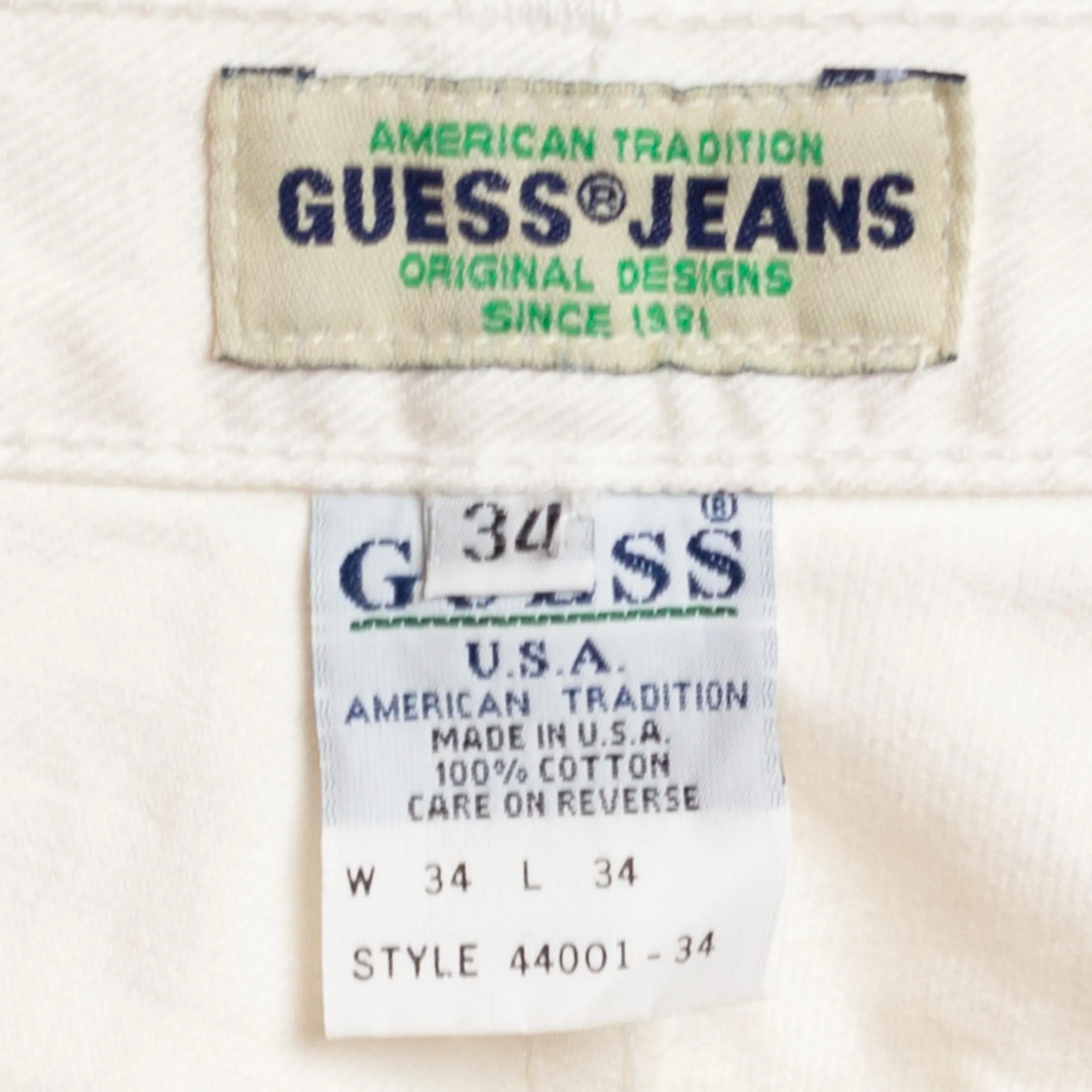 34x34 90s Guess White Denim Jeans