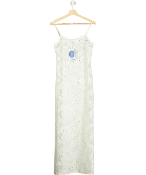 4th & Reckless White Agnes Crochet-pattern Knitted Maxi Dress UK 6