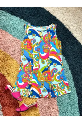 60s-70s Style Psychedelic Print Mini