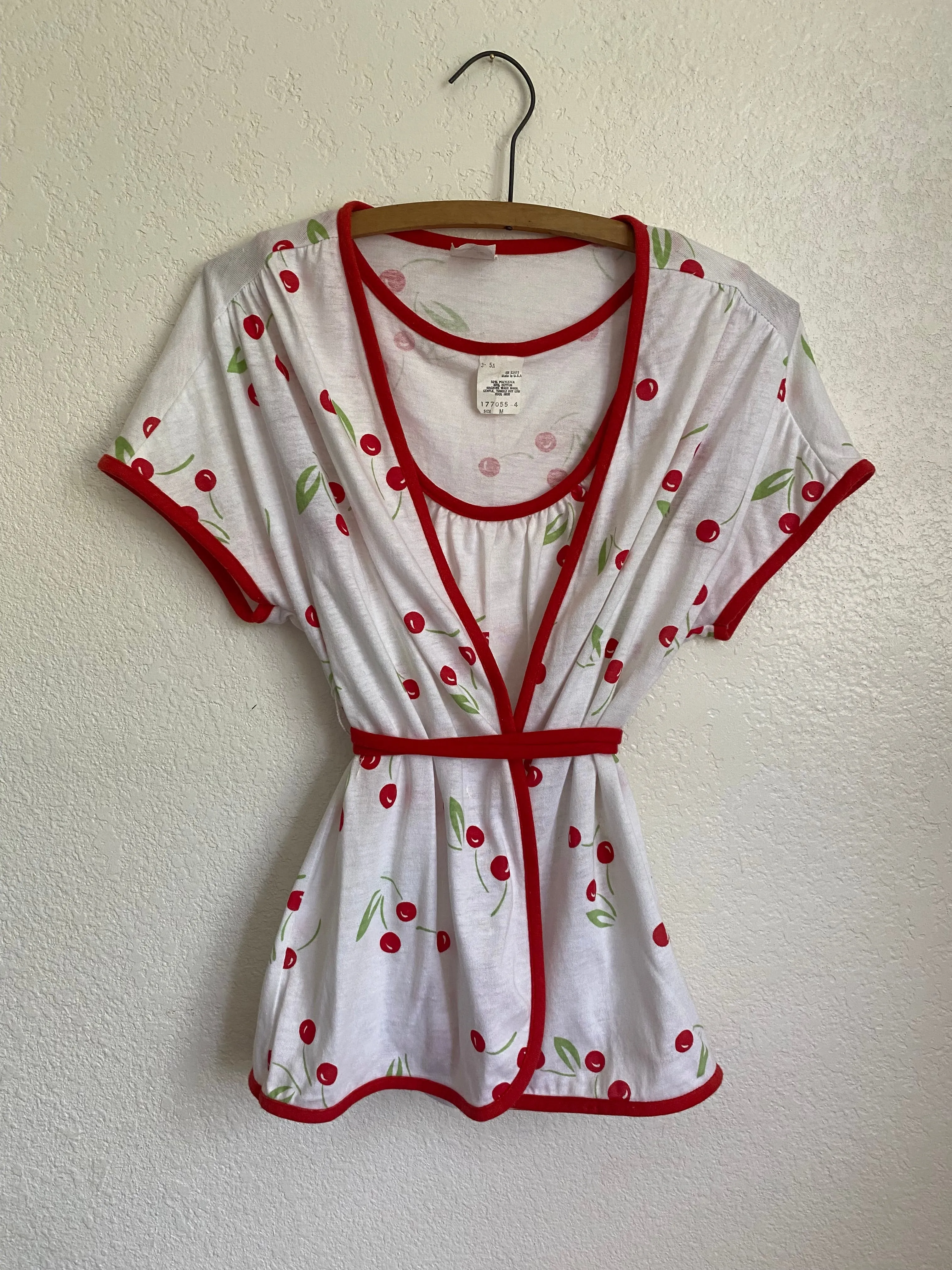 70s/80s cherry tank top and blouse set Medium