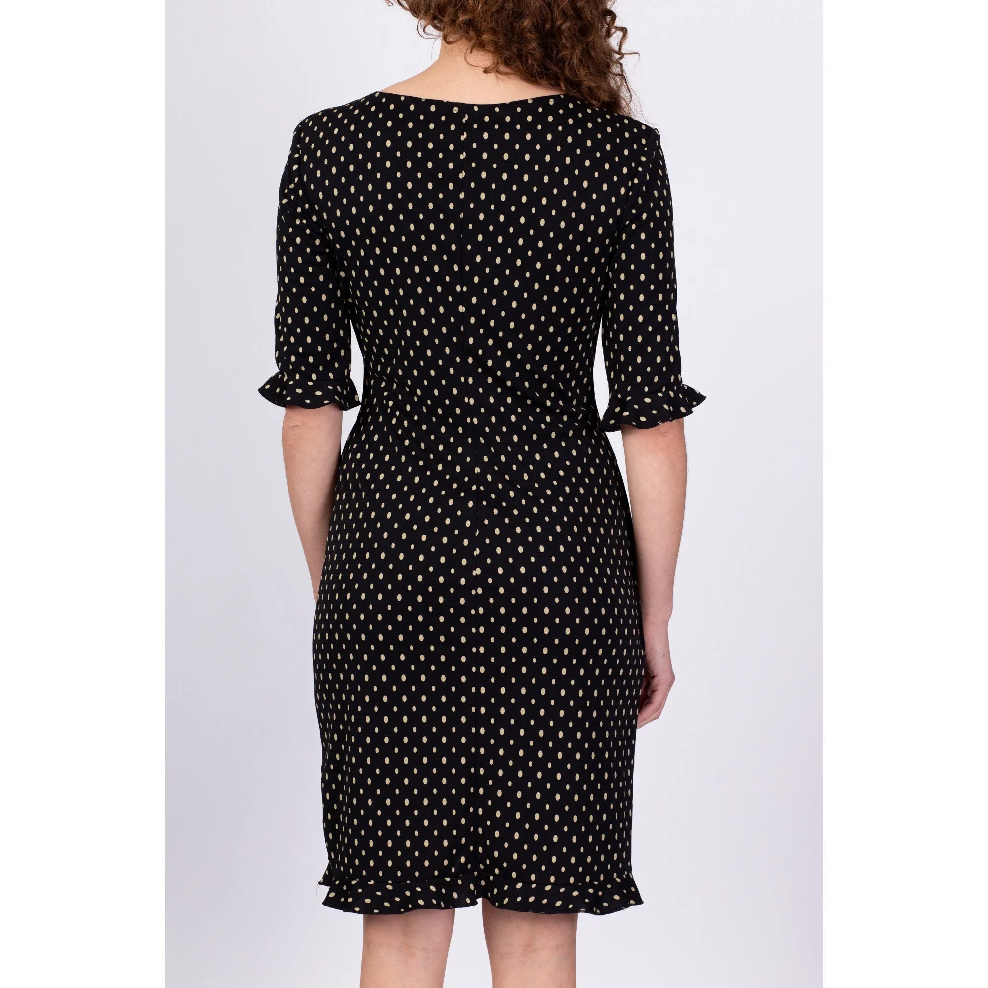 90s Polka Dot Mini Wrap Dress - Medium