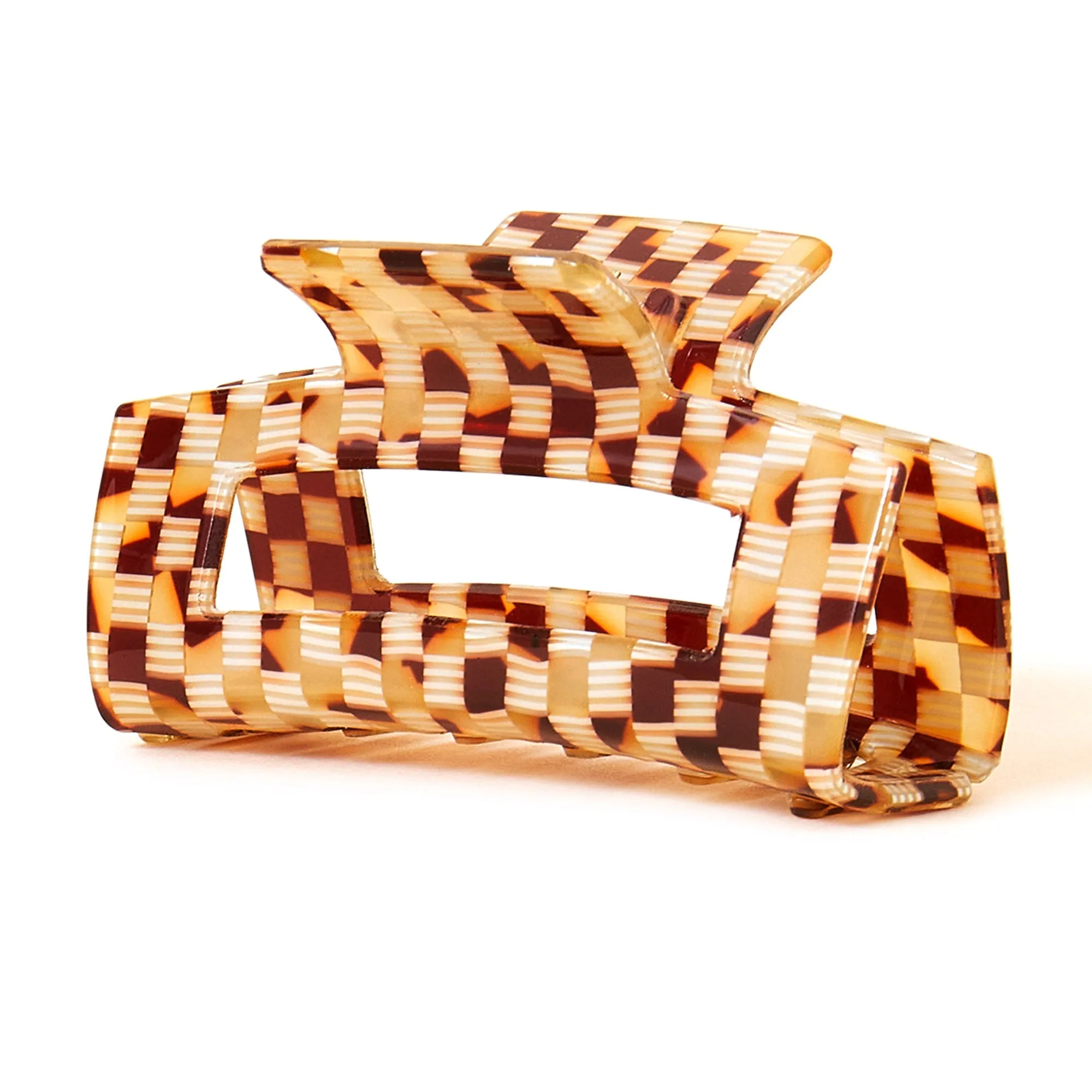 Accessorize London Brown Checkerboard Hair Claw Clip