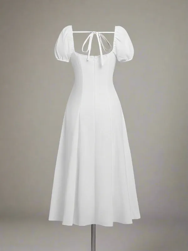 Adeline White Maxi Dress with Puff Sleeves