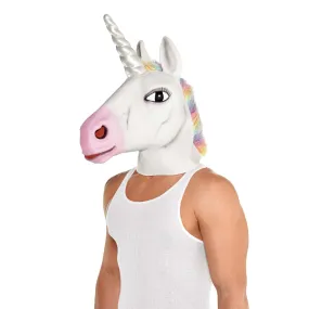 Adult Unicorn Full Head Mask with Hair