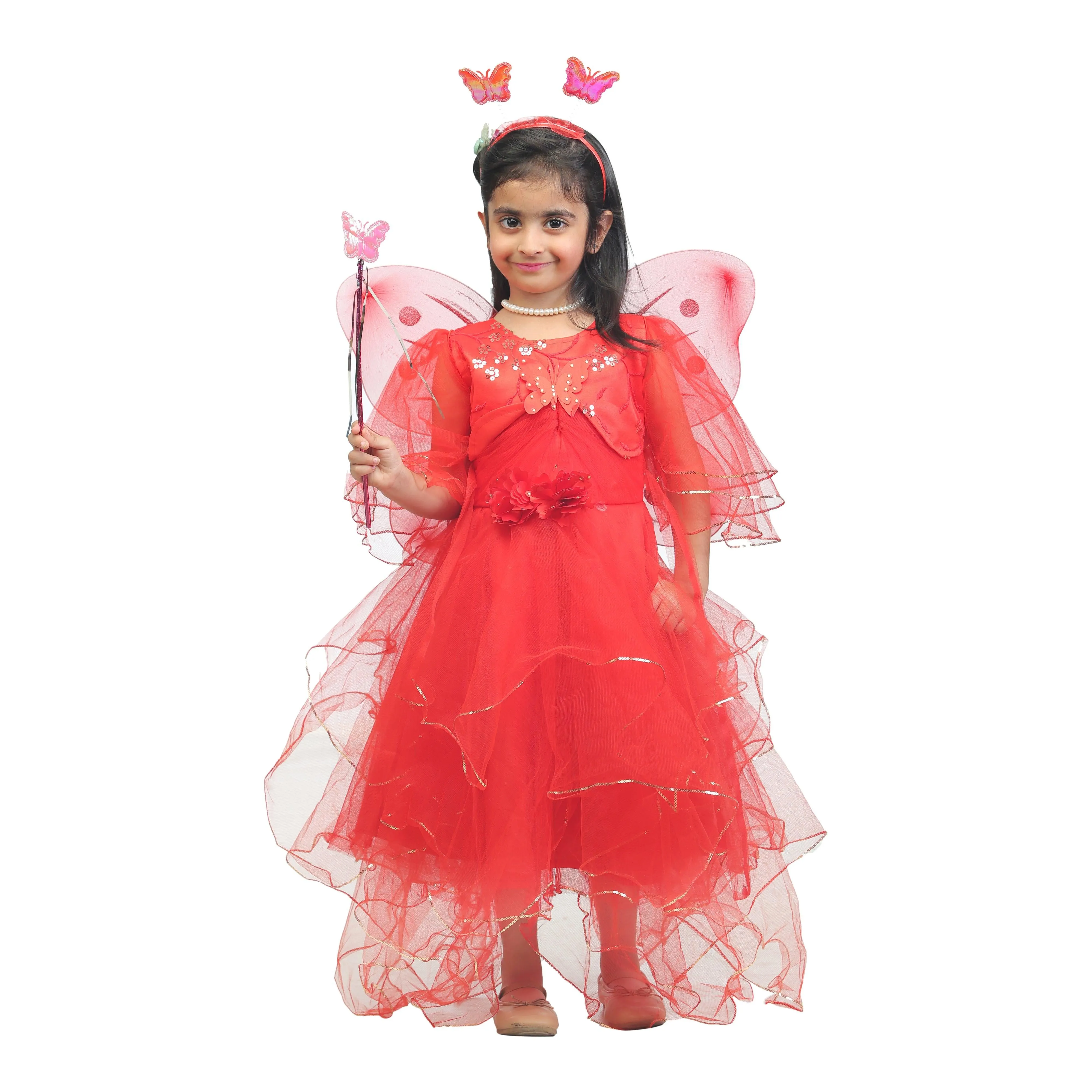 Ahhaaaa Kids Cotton A-Line Maxi Dress/Angel Pari Dress/Christmas Gown