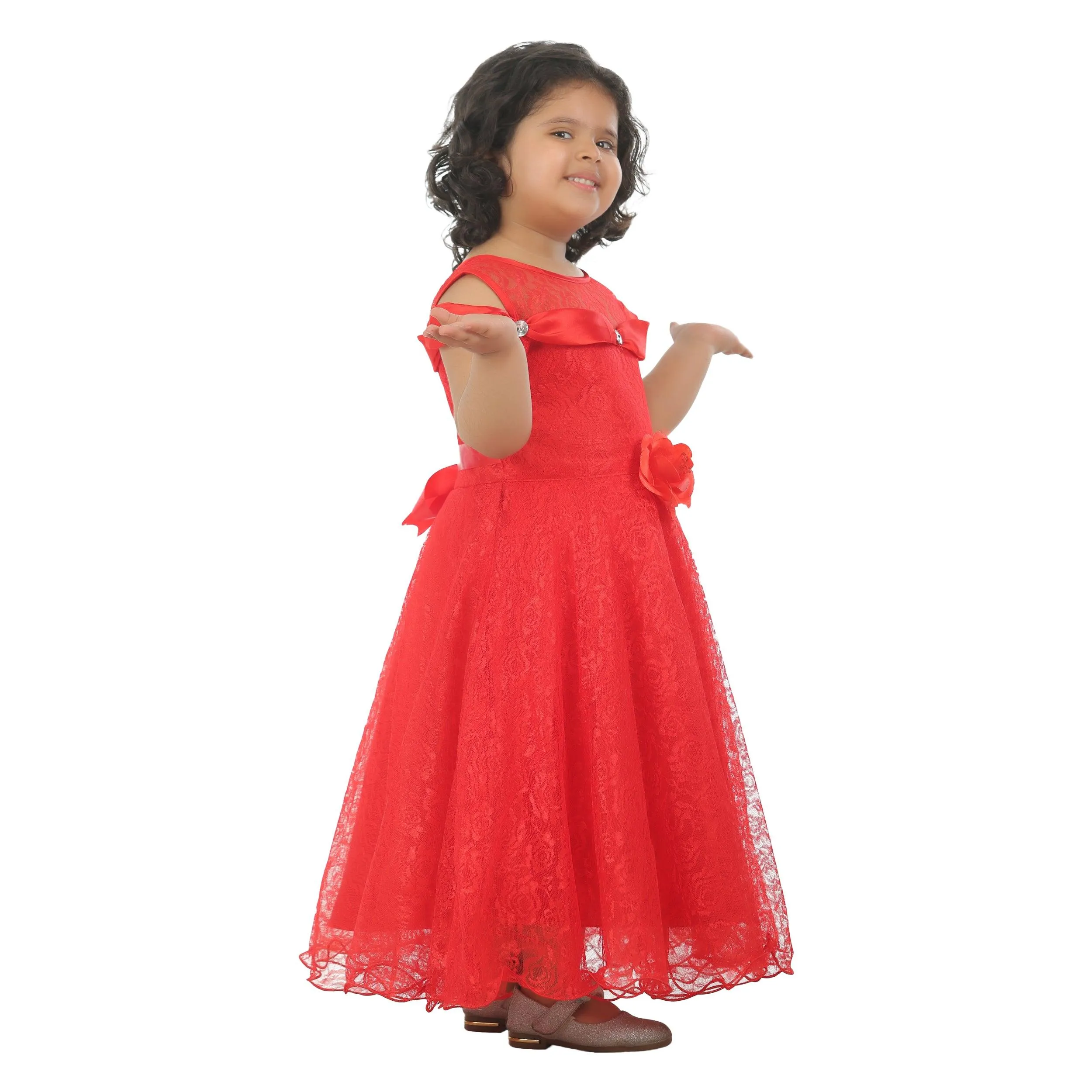 Ahhaaaa Kids Cotton A-Line Maxi Dress/Angel Pari Dress/Christmas Gown