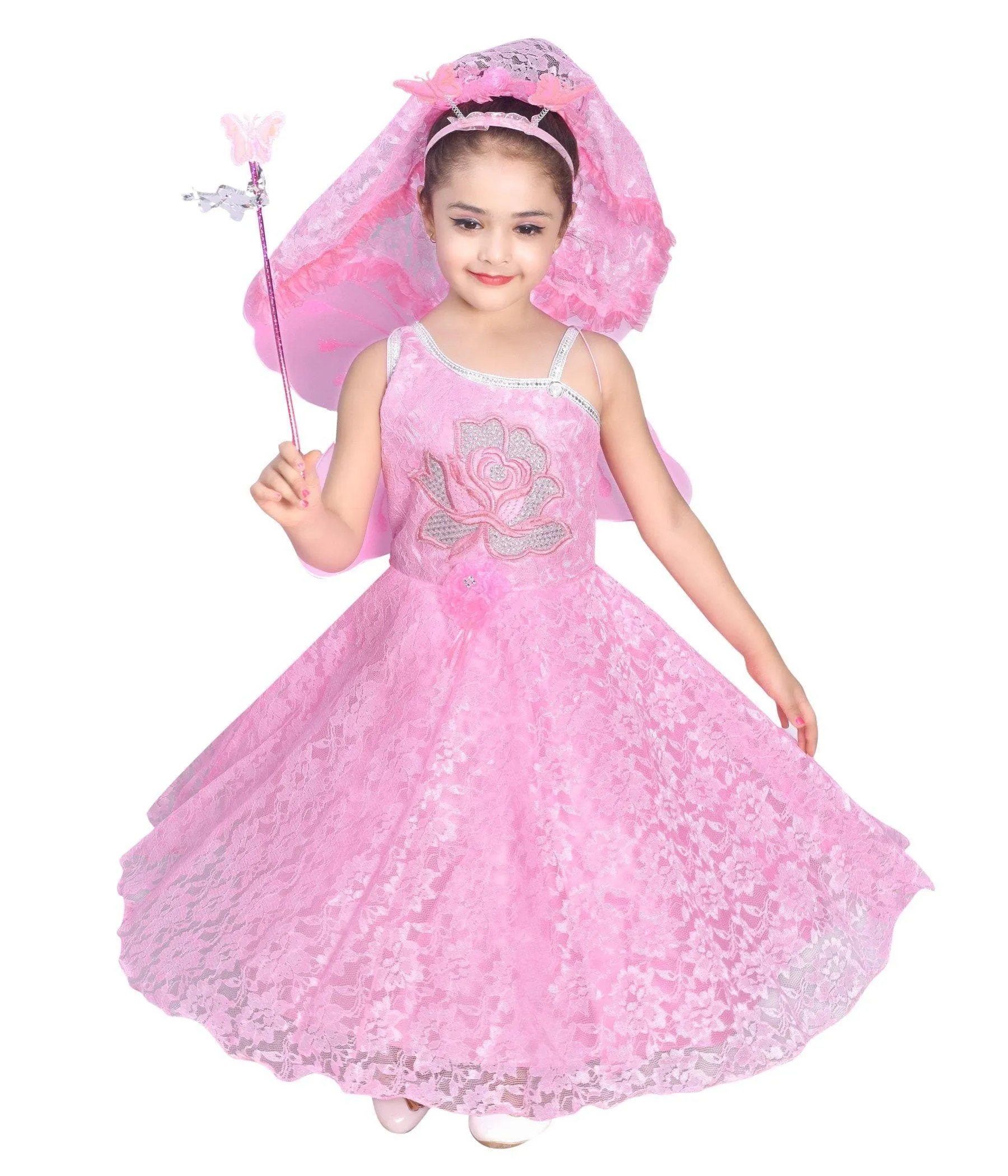 AHHAAAA Kids Cotton A-Line Maxi Dress/Angel Pari Dress/Christmas Gown