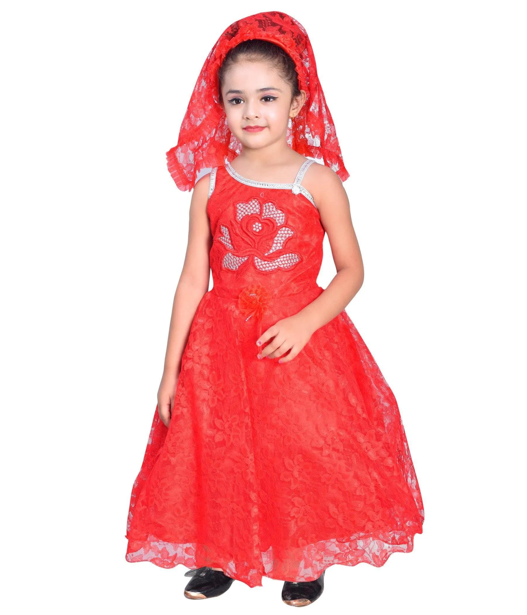 AHHAAAA Kids Cotton A-Line Maxi Dress/Angel Pari Dress/Christmas Gown