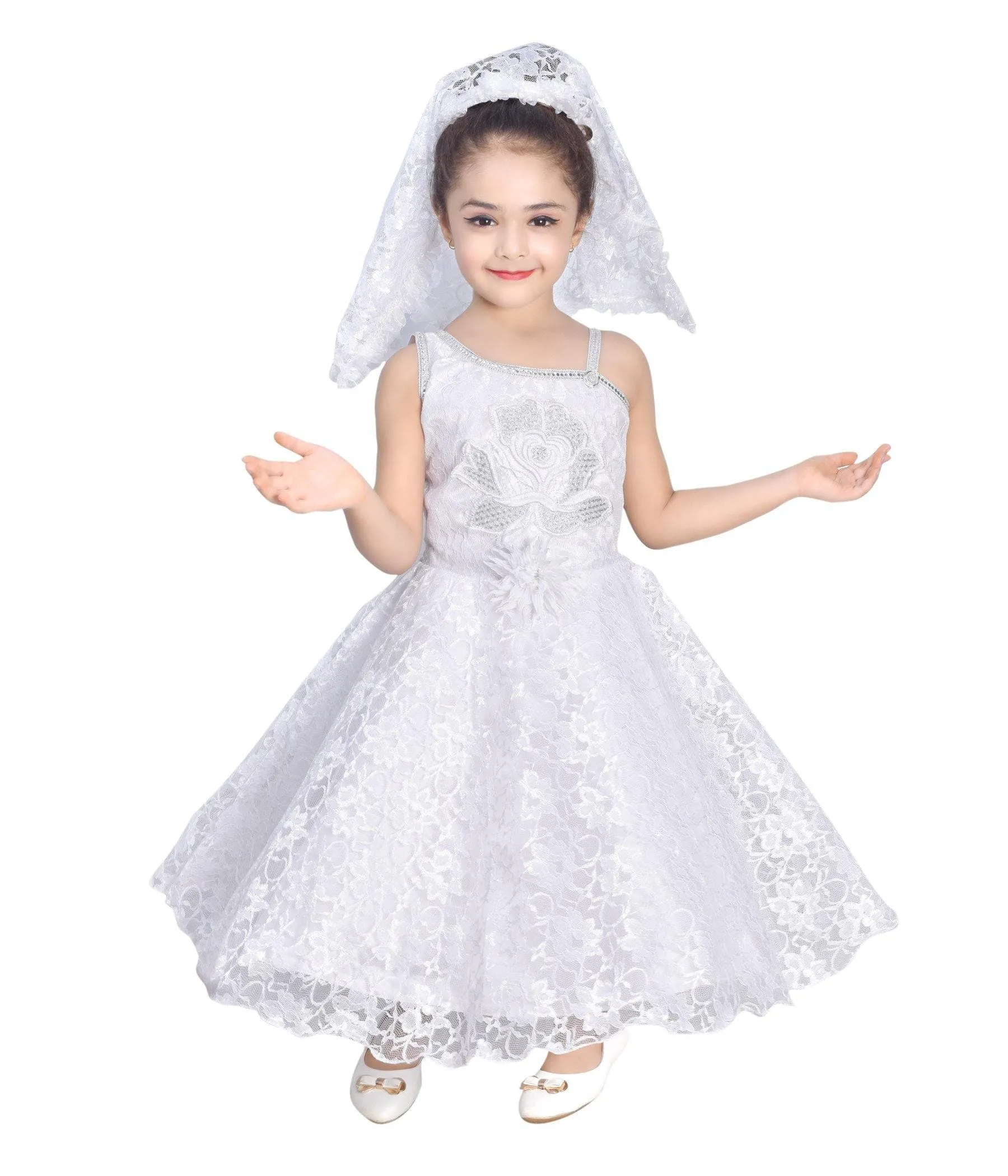 AHHAAAA Kids Cotton A-Line Maxi Dress/Angel Pari Dress/Christmas Gown