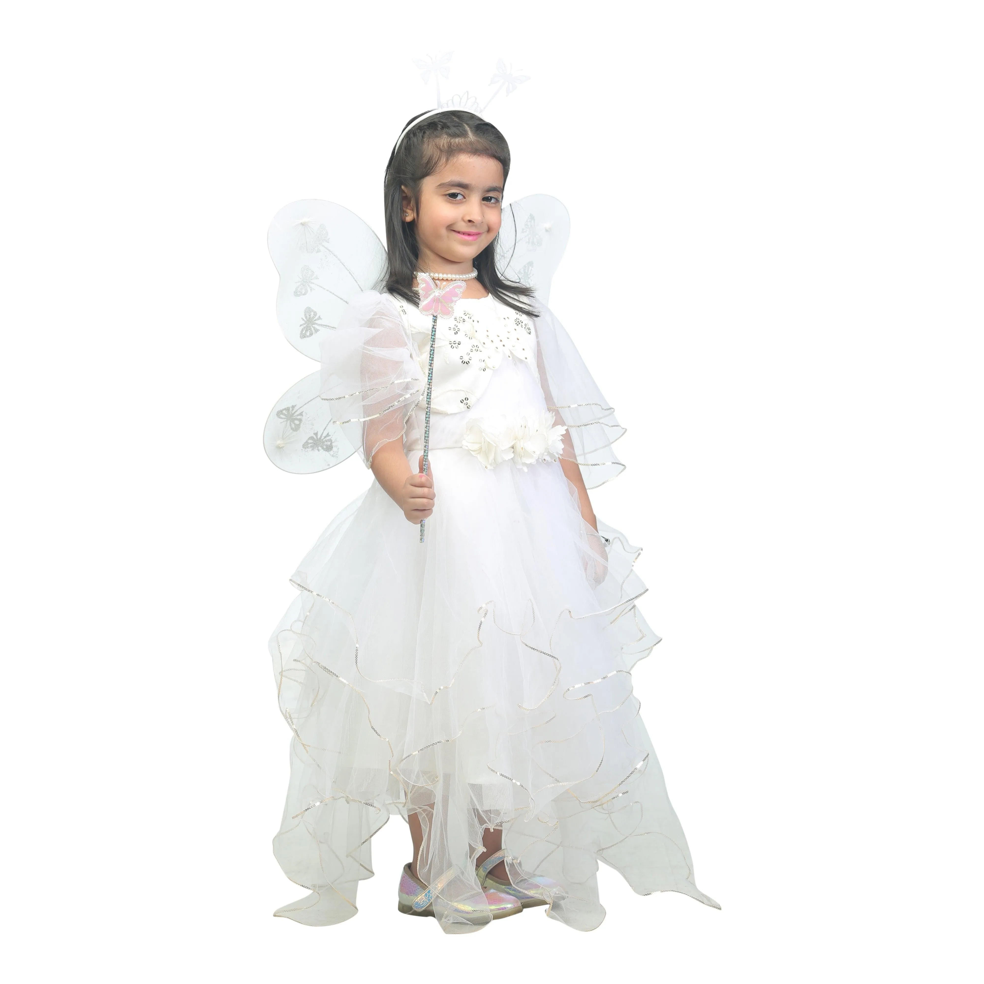 Ahhaaaa Kids Cotton A-Line Maxi Dress/Angel Pari Dress/Christmas Gown