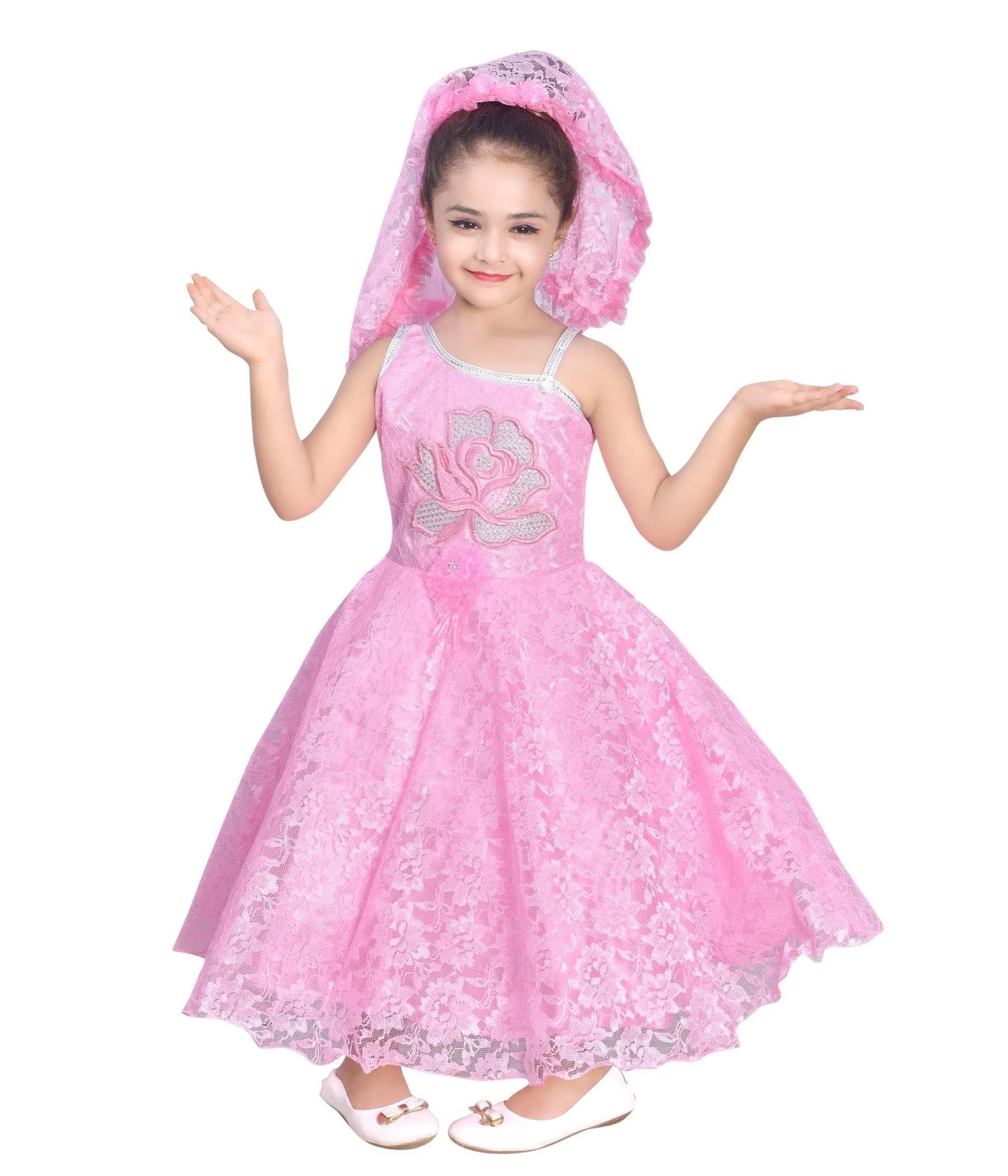 AHHAAAA Kids Cotton A-Line Maxi Dress/Angel Pari Dress/Christmas Gown