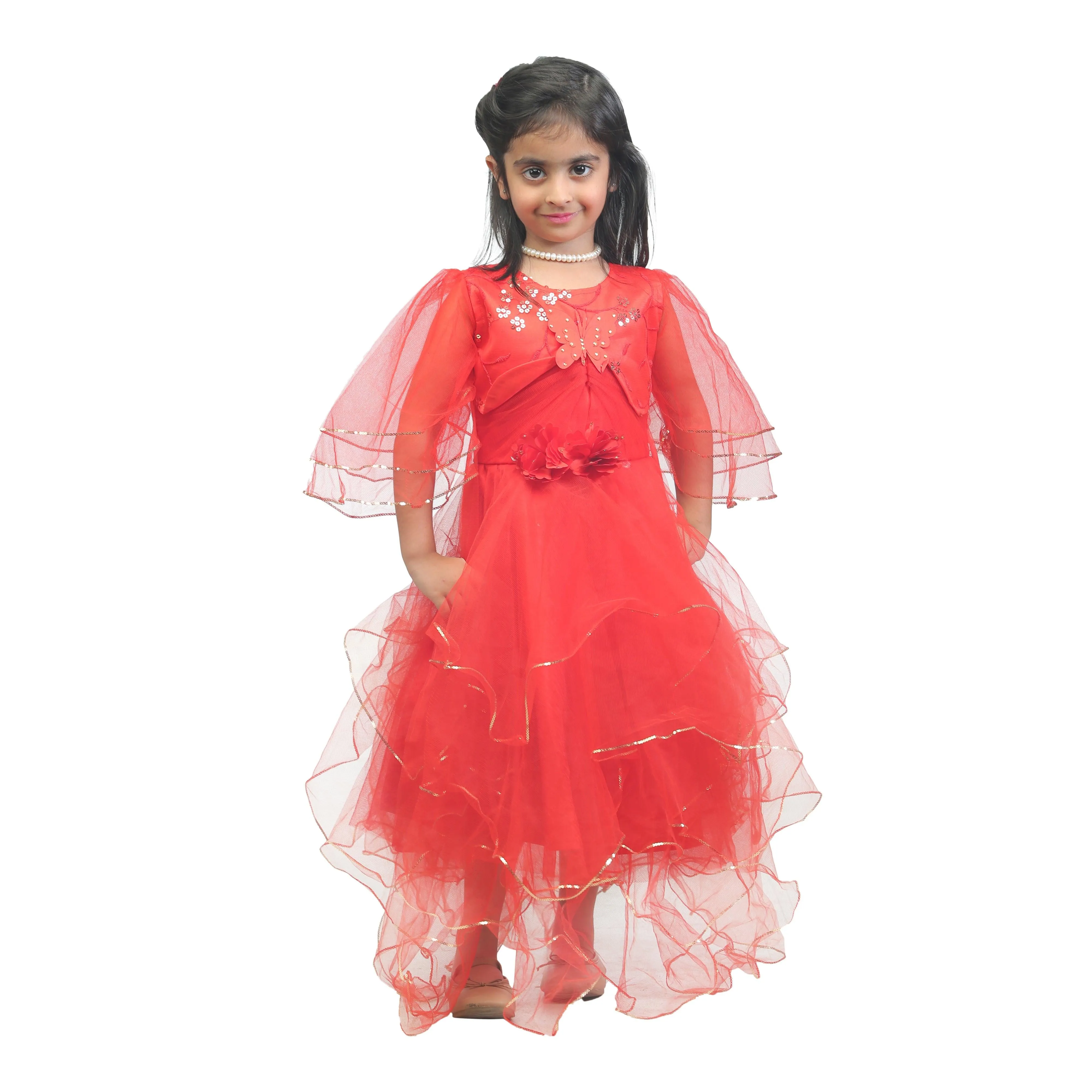 Ahhaaaa Kids Cotton A-Line Maxi Dress/Angel Pari Dress/Christmas Gown