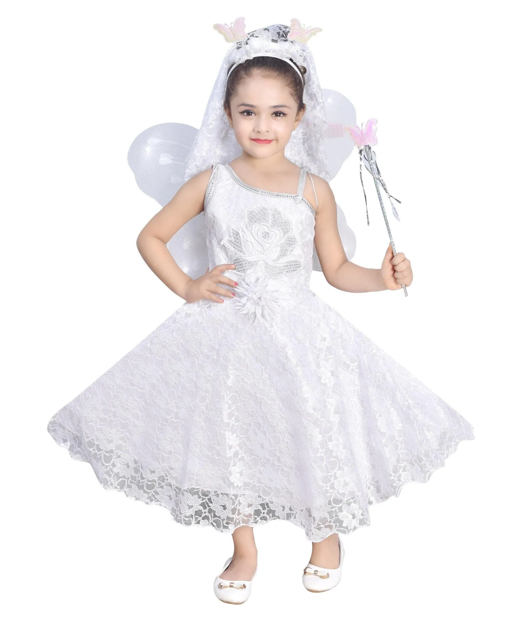 AHHAAAA Kids Cotton A-Line Maxi Dress/Angel Pari Dress/Christmas Gown