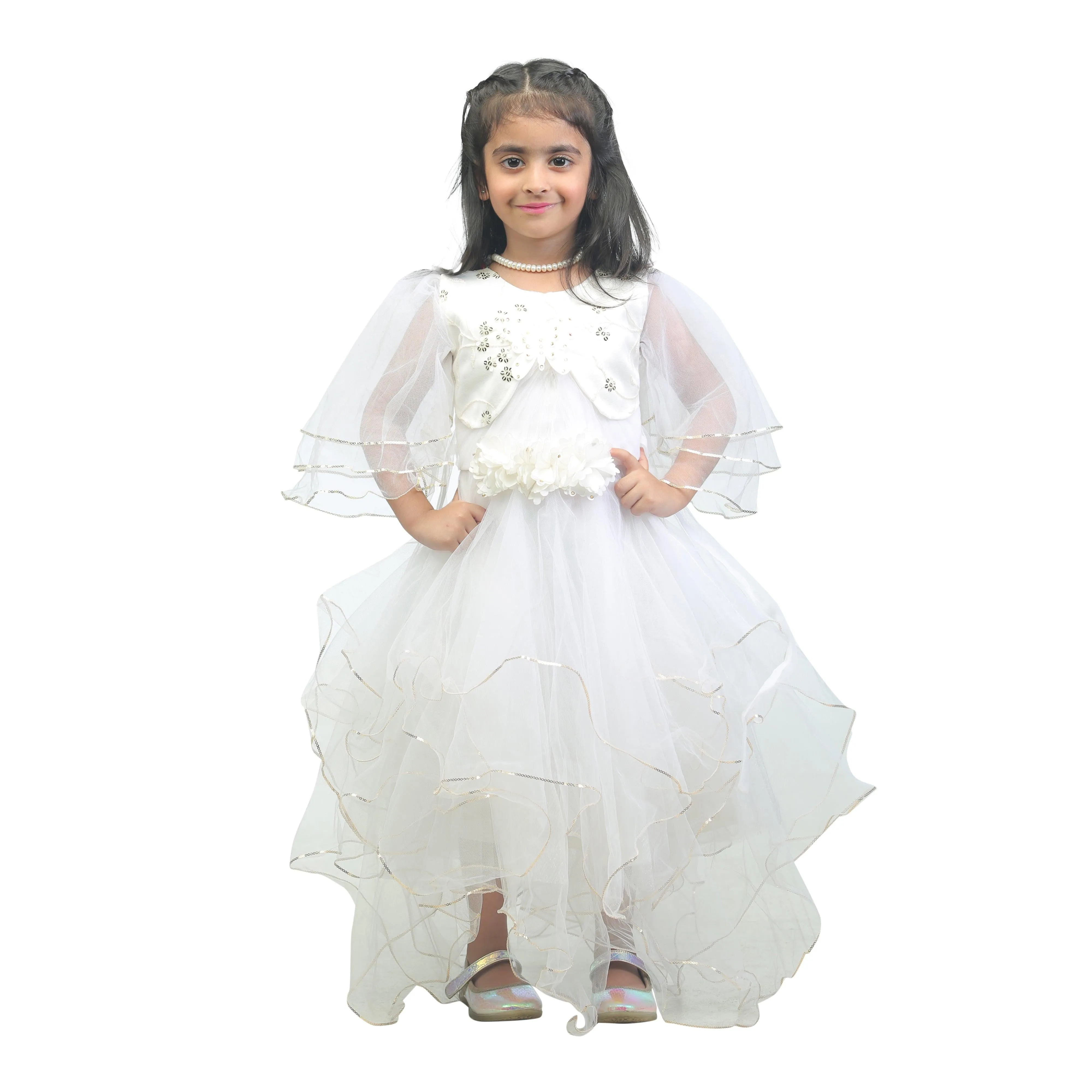 Ahhaaaa Kids Cotton A-Line Maxi Dress/Angel Pari Dress/Christmas Gown