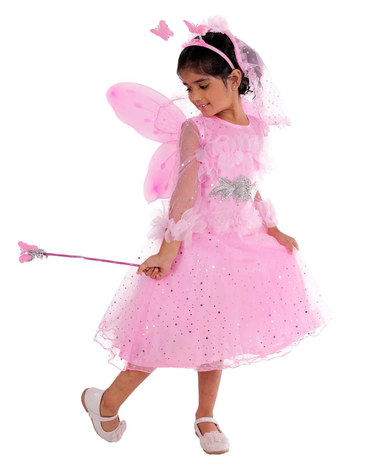 Ahhaaaa Kids Star Print A-Line Pari Dress/Christmas Dress/Maxi Dress/Gown