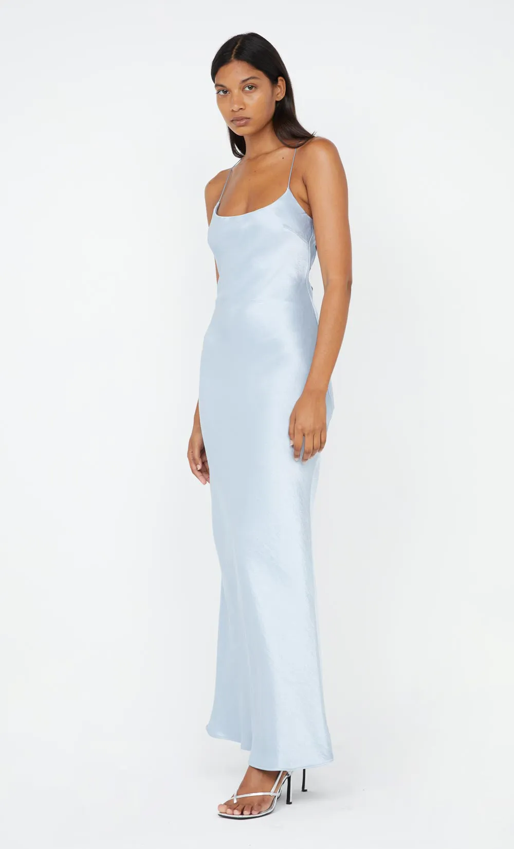 ALLEGRA TIE MAXI DRESS - DUSTY BLUE