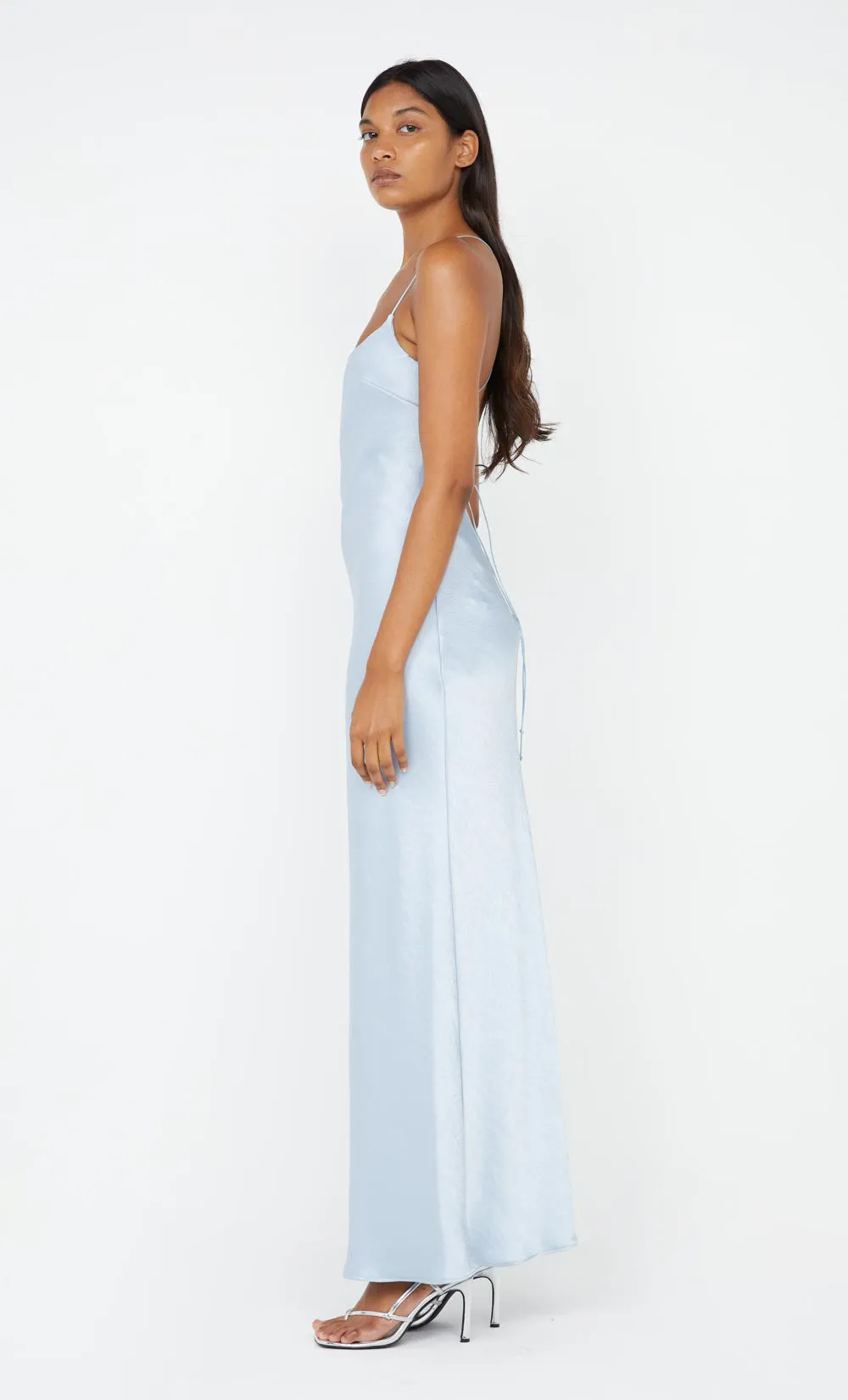 ALLEGRA TIE MAXI DRESS - DUSTY BLUE