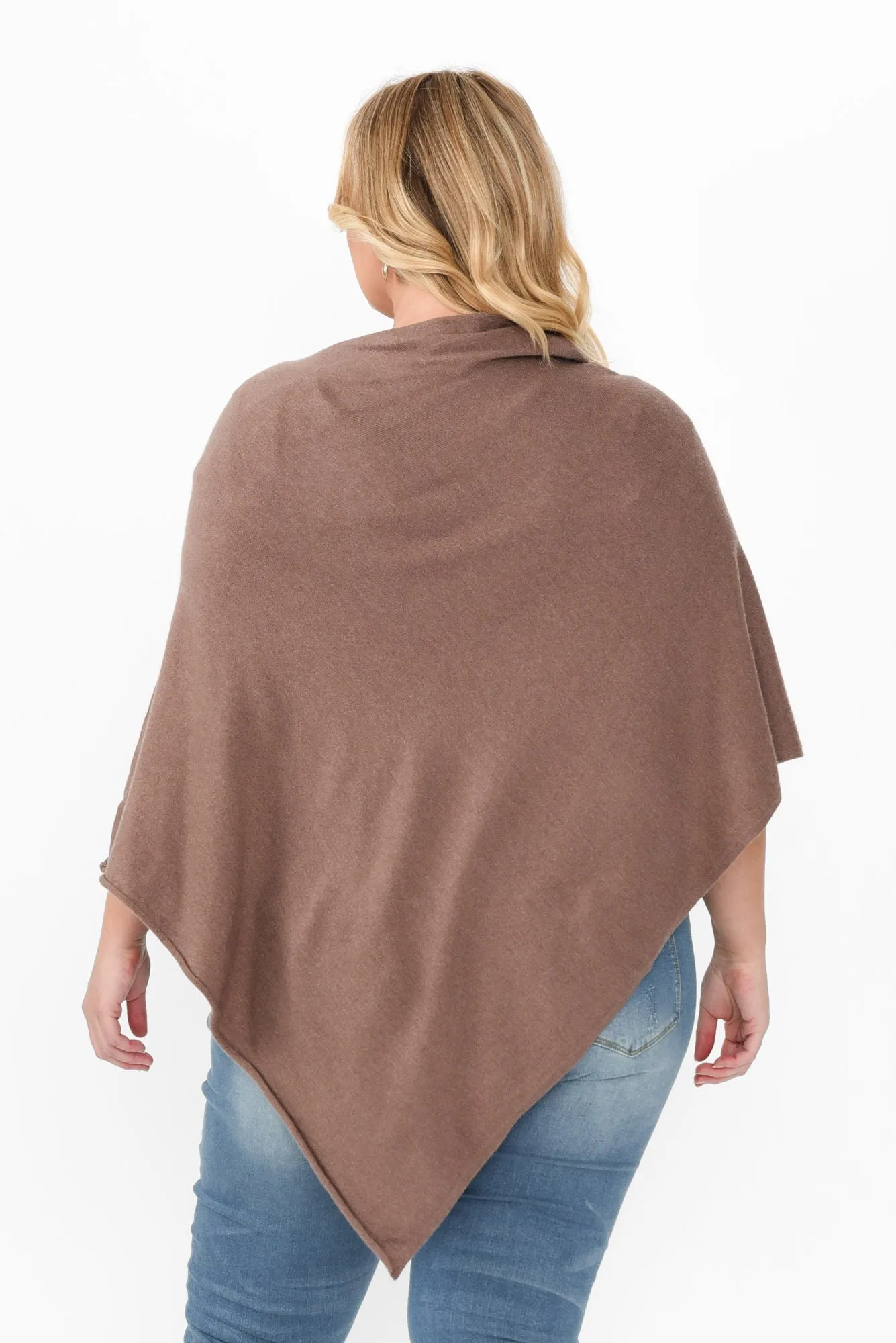 Amy Chocolate Wool Blend Poncho