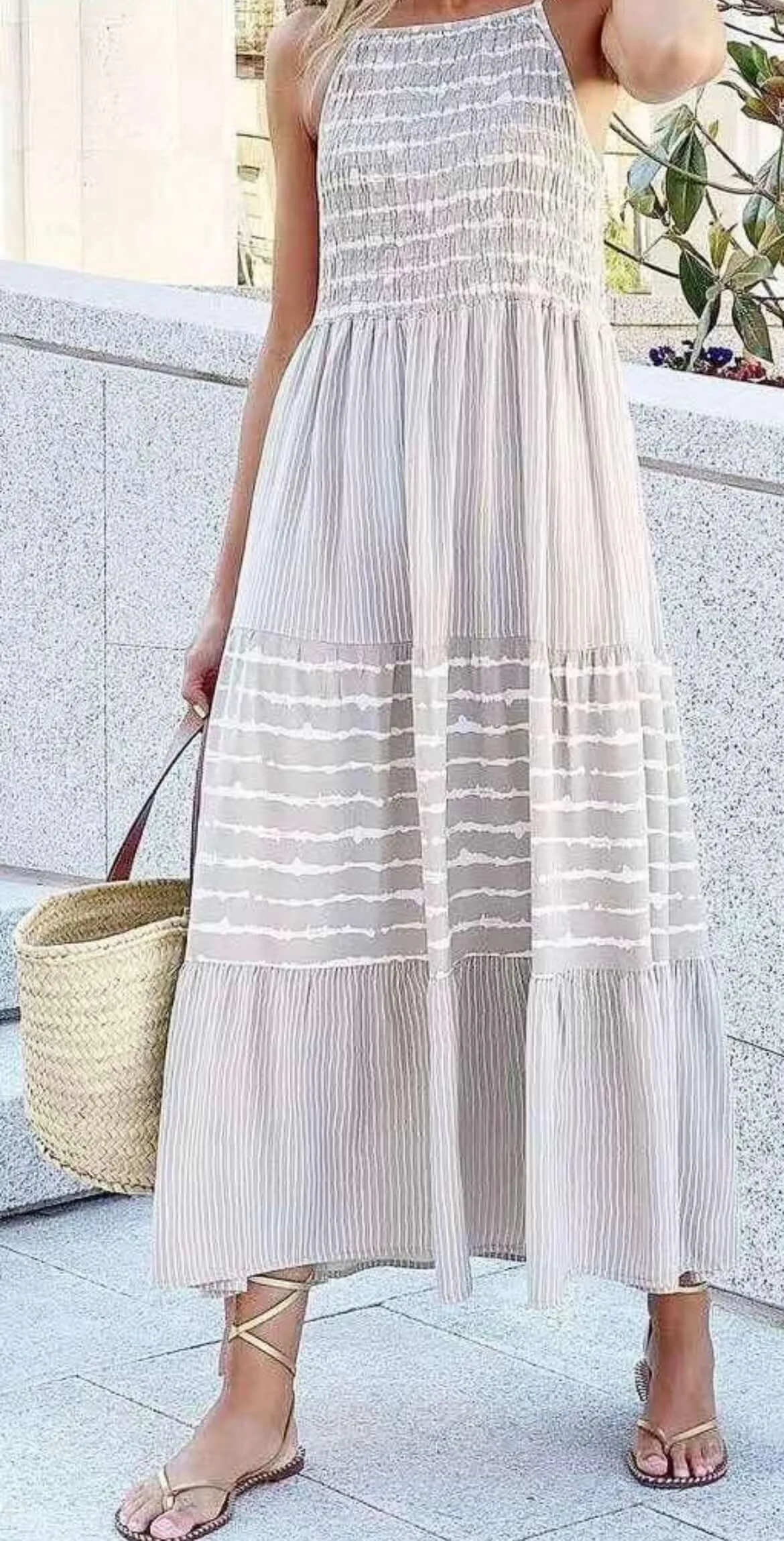 Annalise Stripe Strappy Maxi Sundress