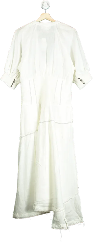 Anthropologie White Linen Maxi Dress UK M