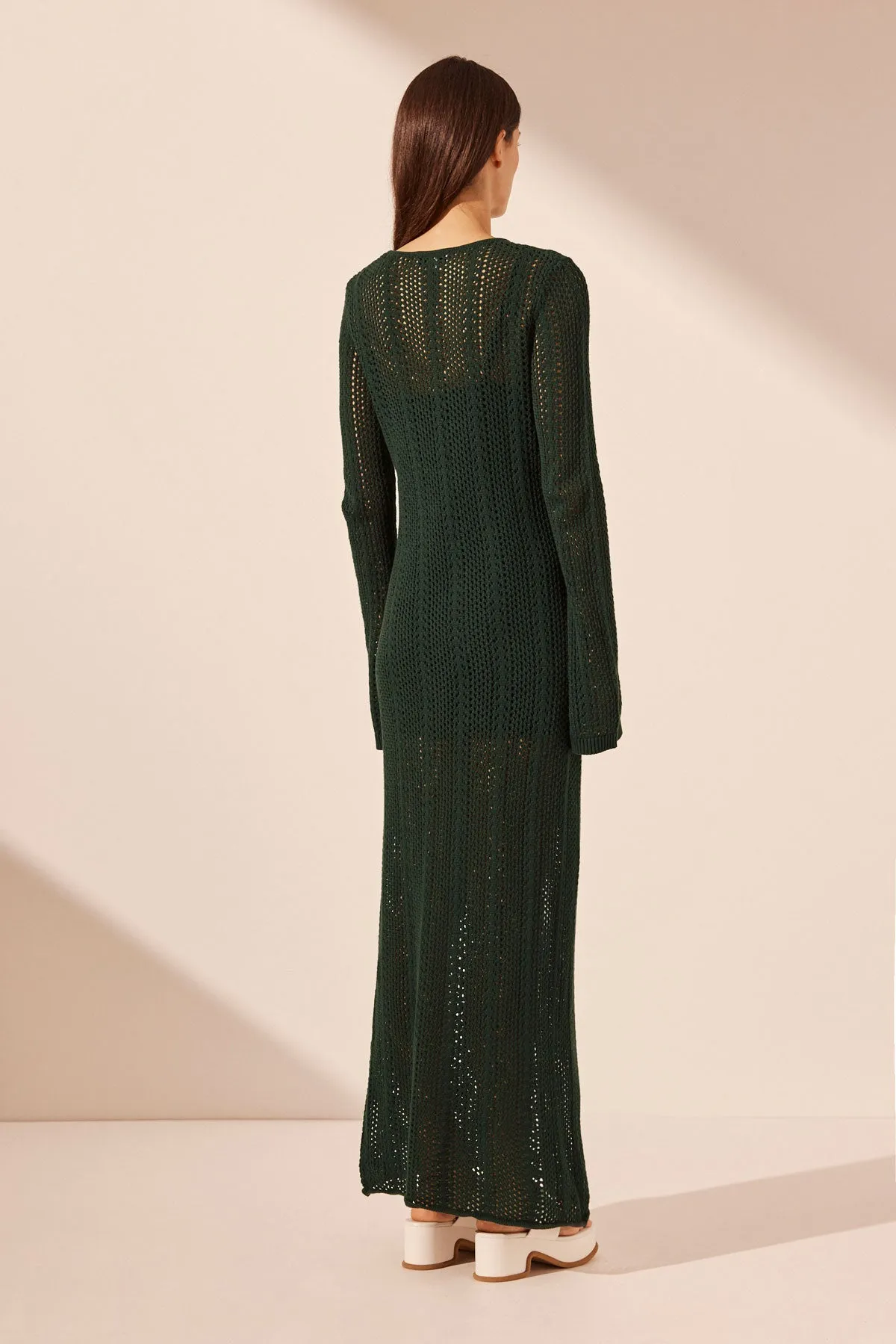 ARLO LONG SLEEVE MAXI DRESS - DEEP FOREST