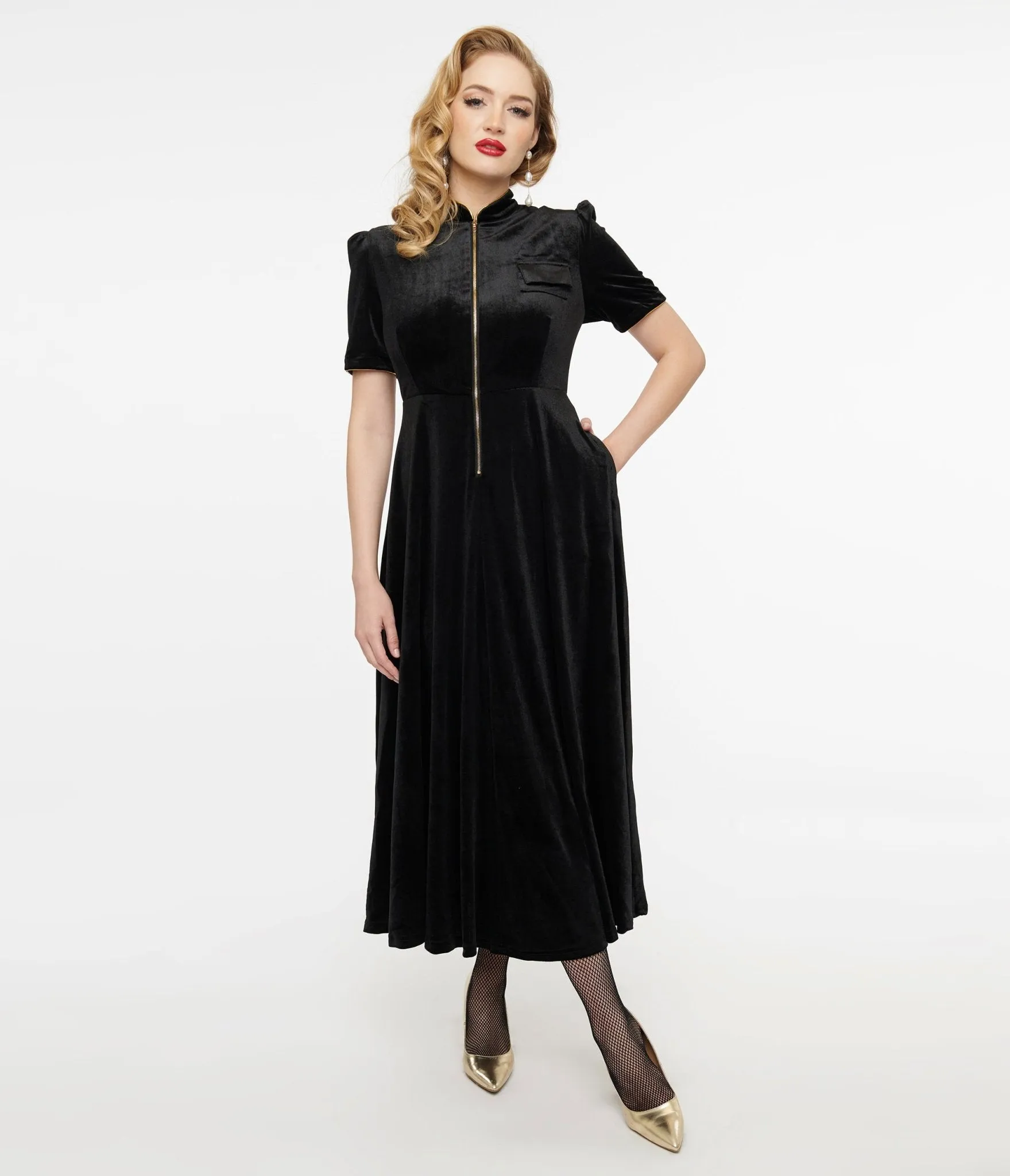 Audrey K Black Velvet Taboo Maxi Dress