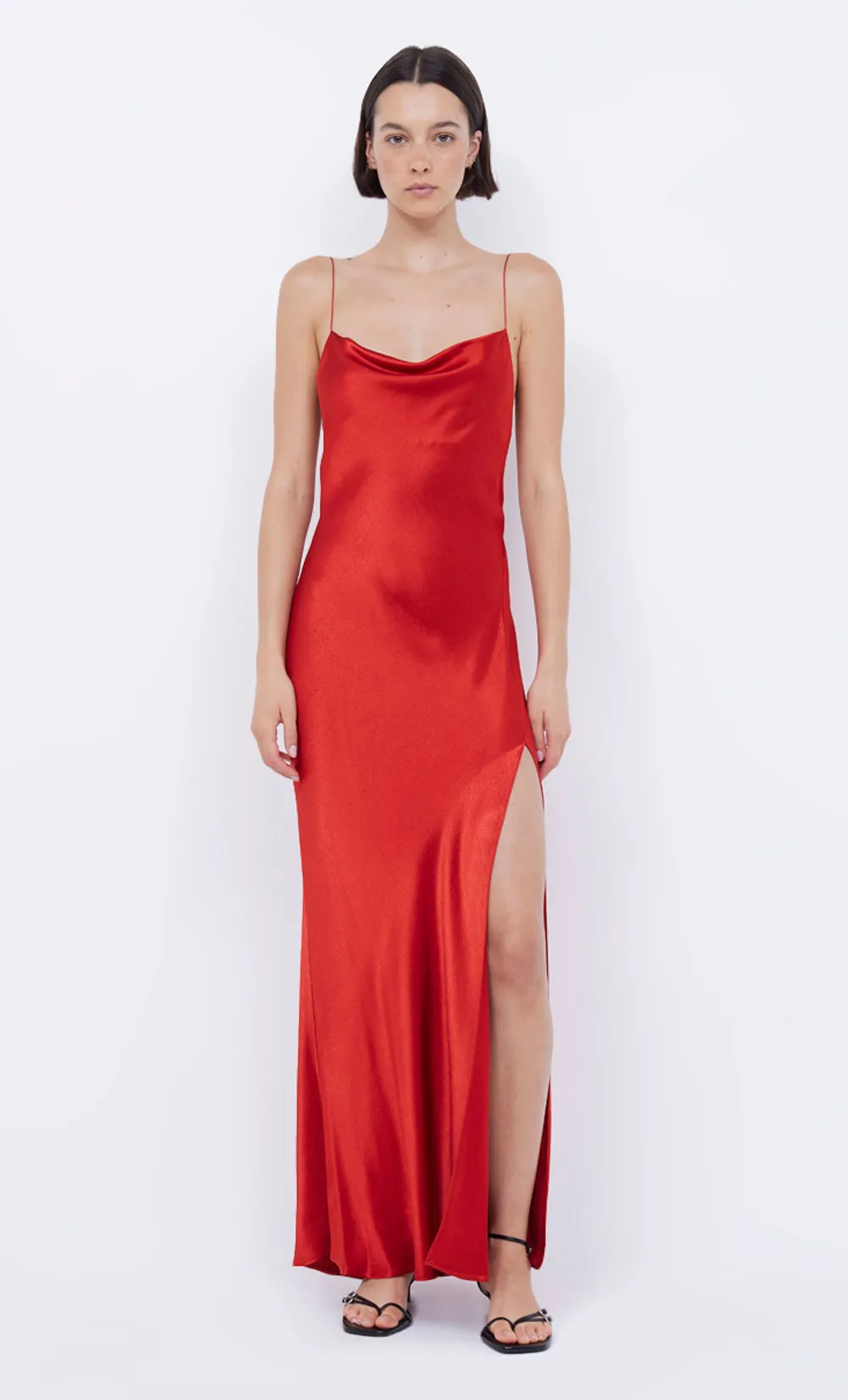 AYALA COWL MAXI DRESS - CRIMSON