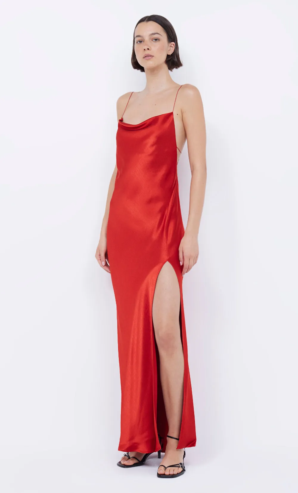 AYALA COWL MAXI DRESS - CRIMSON