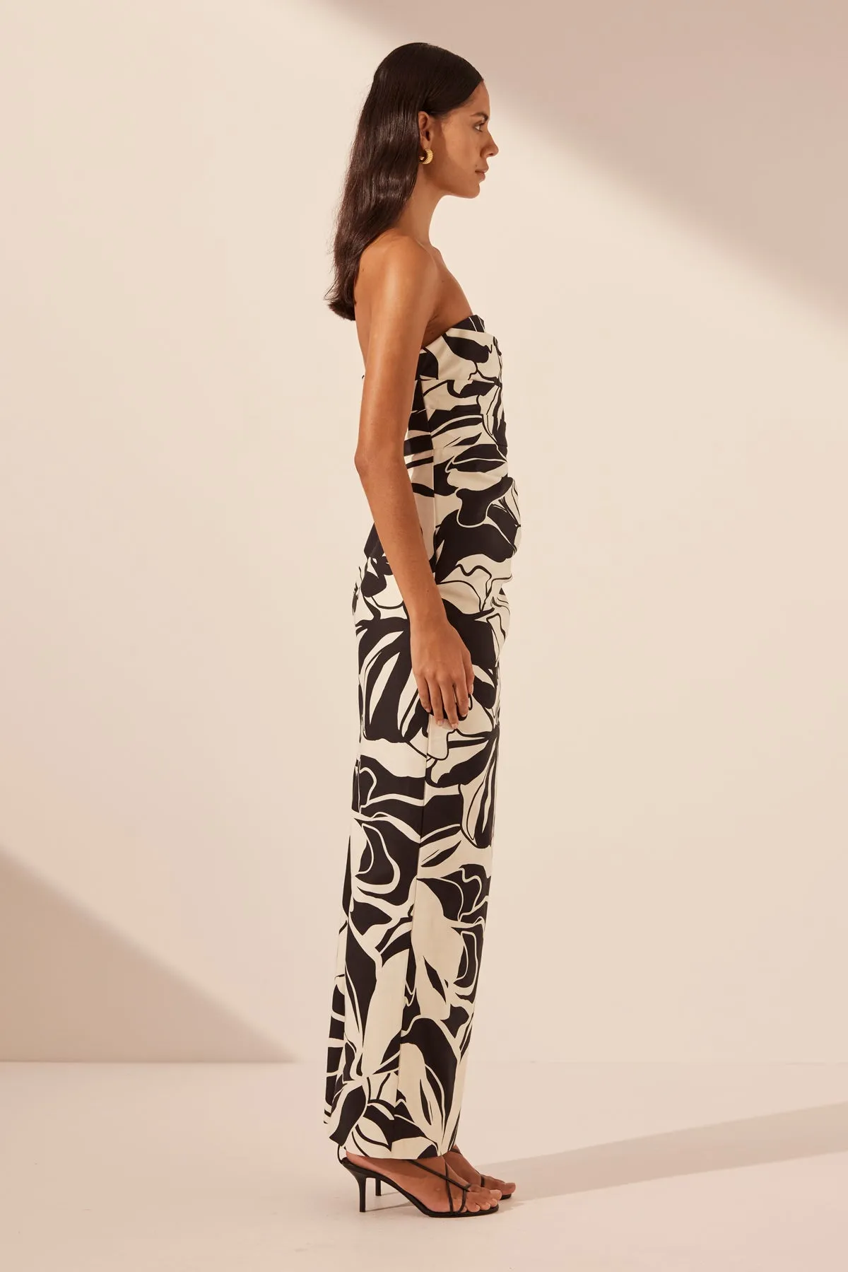 AZIZE STRAPLESS DRAPED MAXI DRESS