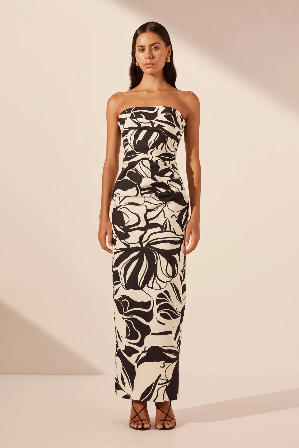 AZIZE STRAPLESS DRAPED MAXI DRESS