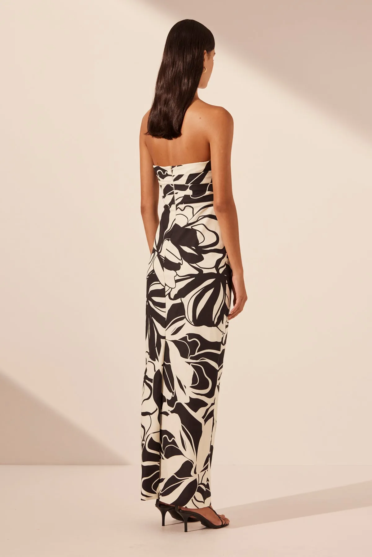 AZIZE STRAPLESS DRAPED MAXI DRESS