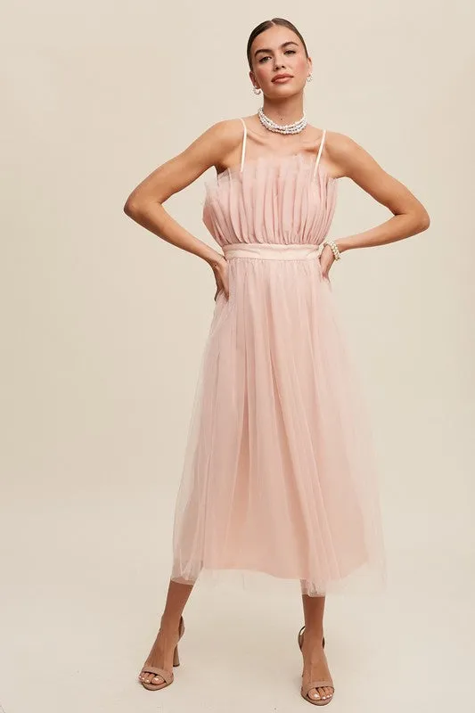 Bella Paper Bag Frill Tulle Maxi Dress