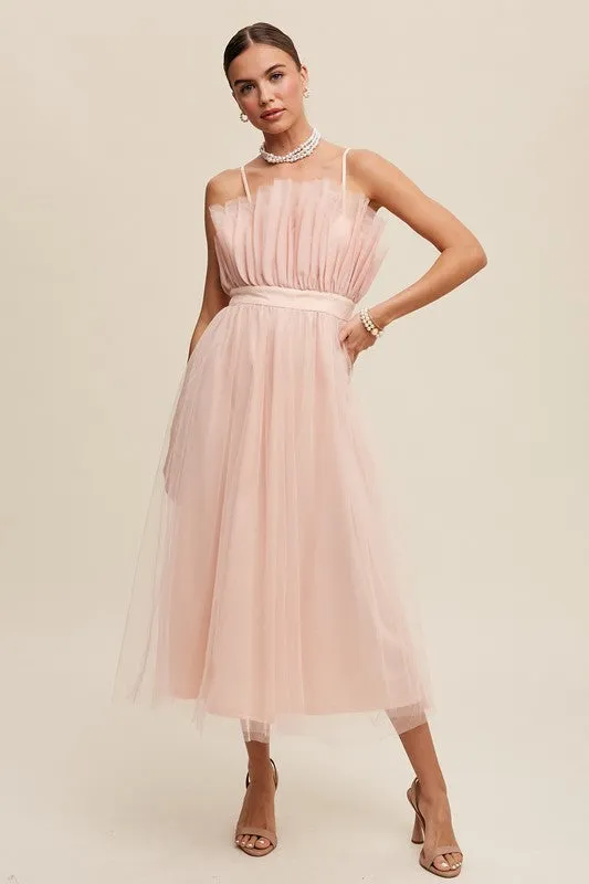 Bella Paper Bag Frill Tulle Maxi Dress