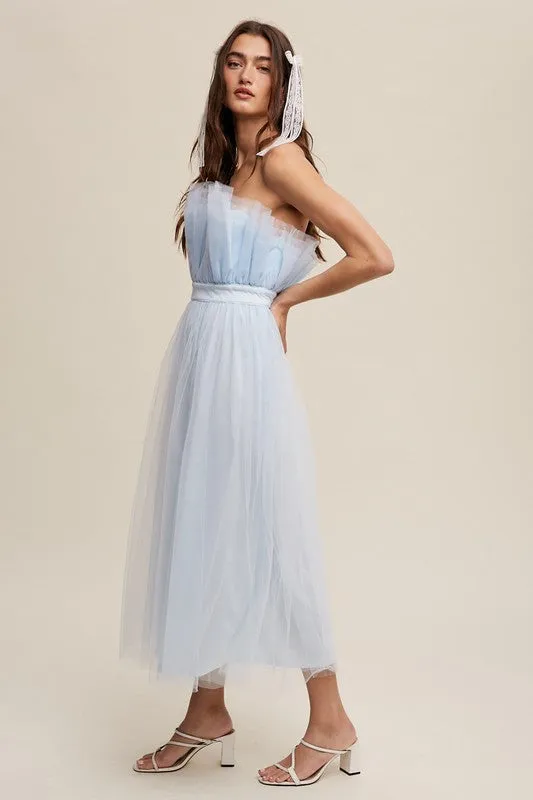 Bella Paper Bag Frill Tulle Maxi Dress