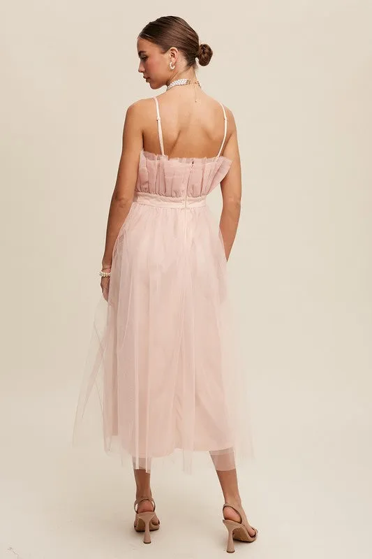 Bella Paper Bag Frill Tulle Maxi Dress