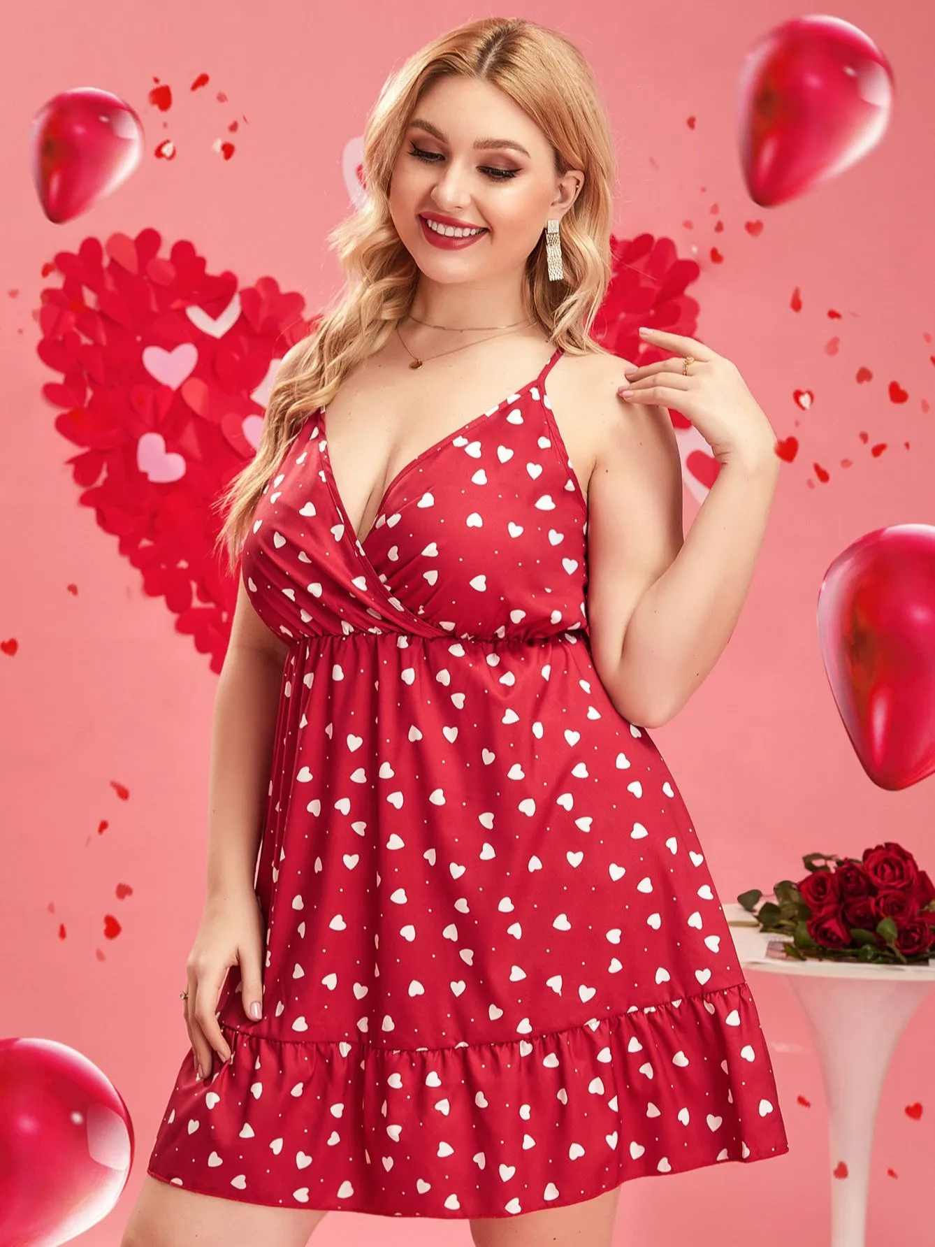 BerriesJam - 2024 Sleeveless Heart Print Curvy Y2k Cute Oversized Dress