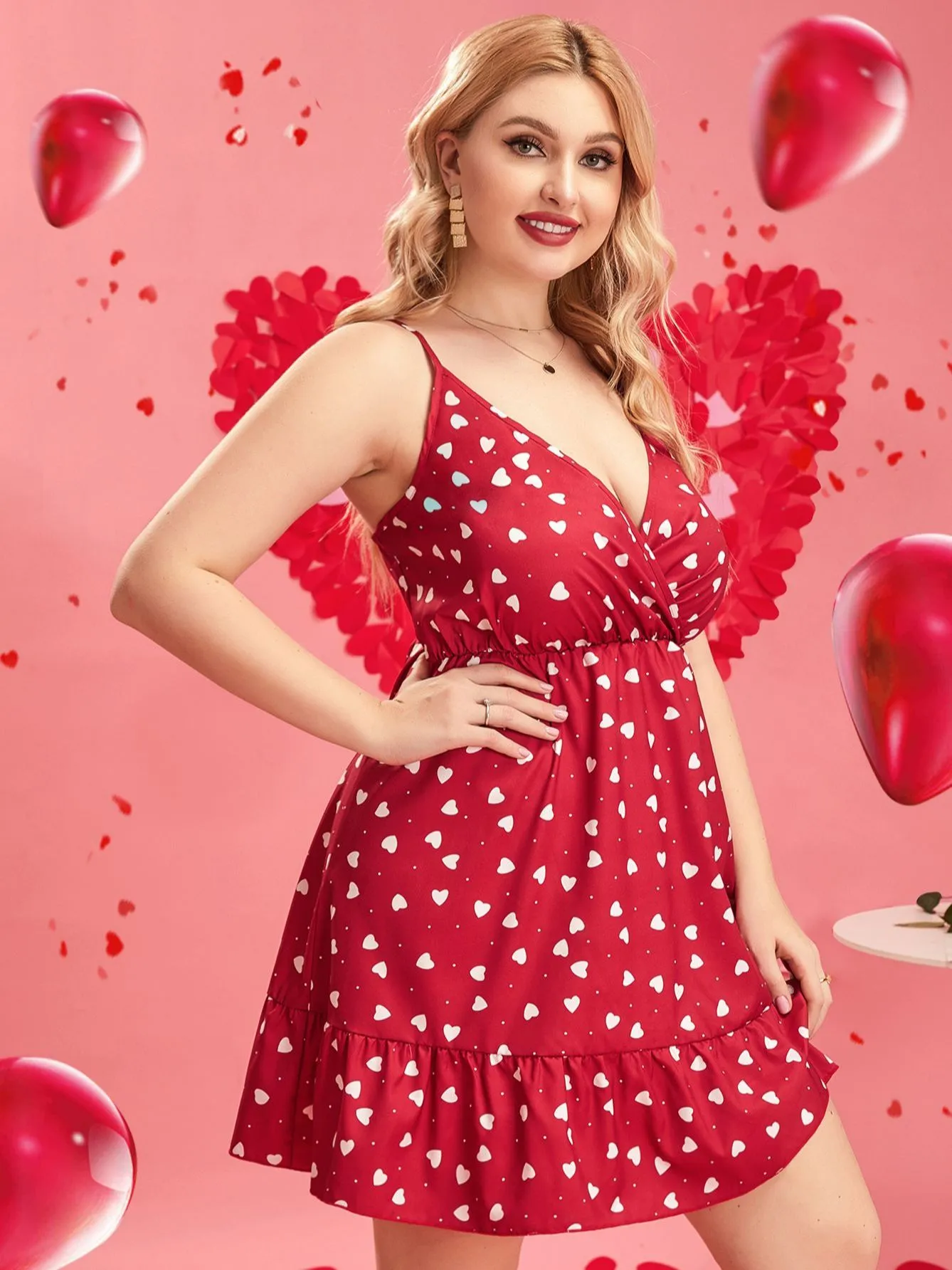 BerriesJam - 2024 Sleeveless Heart Print Curvy Y2k Cute Oversized Dress