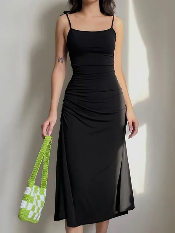 BerryBetty - Backless Tie Strap Maxi Dress