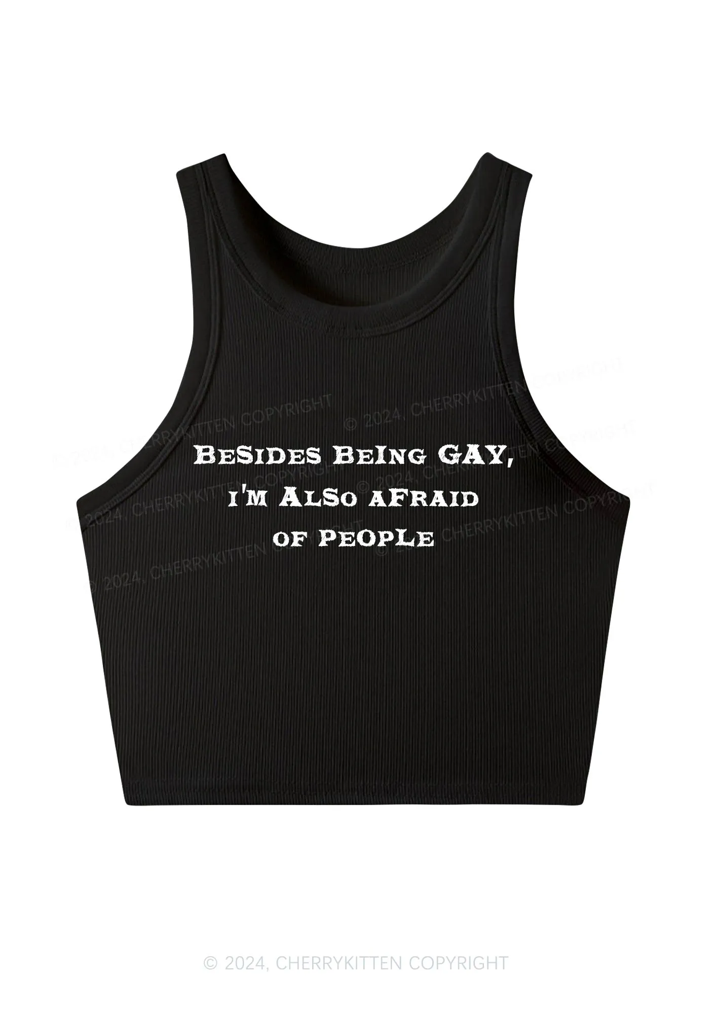 Besides Being Gay Y2K Crop Tank Top Cherrykitten