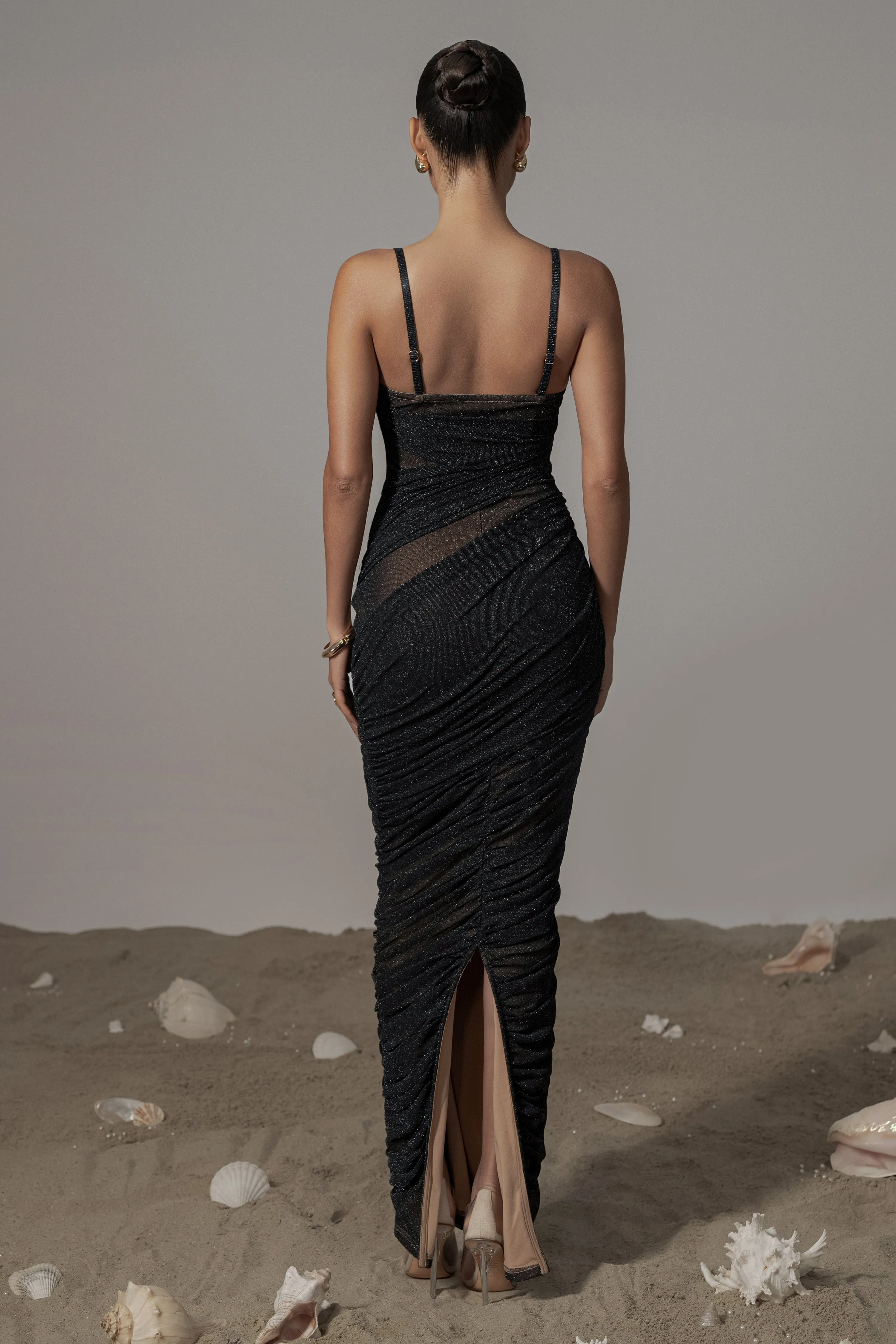 Black Catalina Lurex Knit Maxi Dress