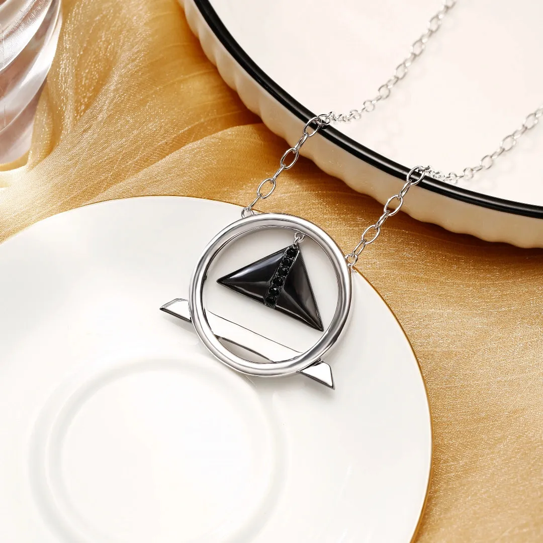 Black Cubic Zirconia Diamond Triangle Pendant Necklace Multiple Perspectives collection Designed by Alexandra Baltazar