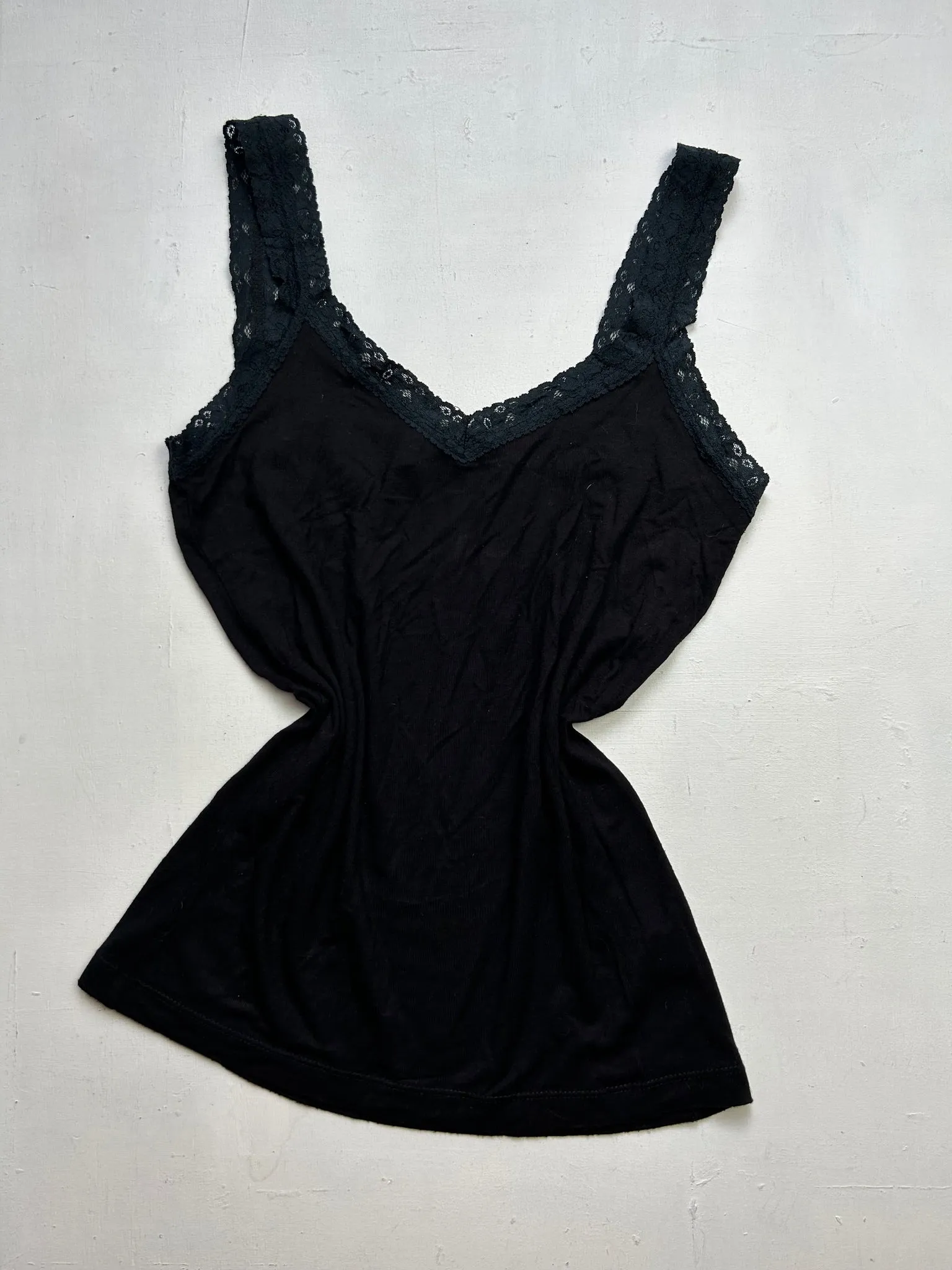 Black lace 90s y2k vintage tank top (M)