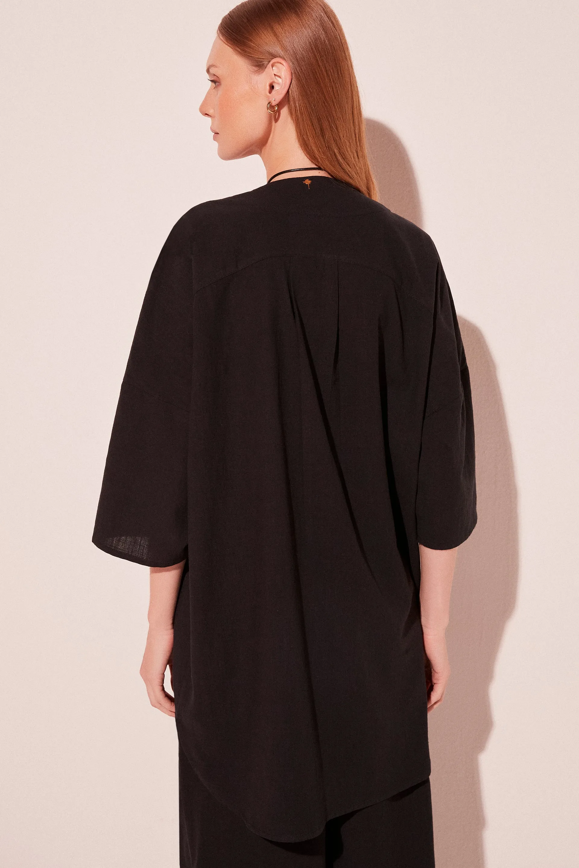 Black Pacific Short Kimono Cape E5204A2235